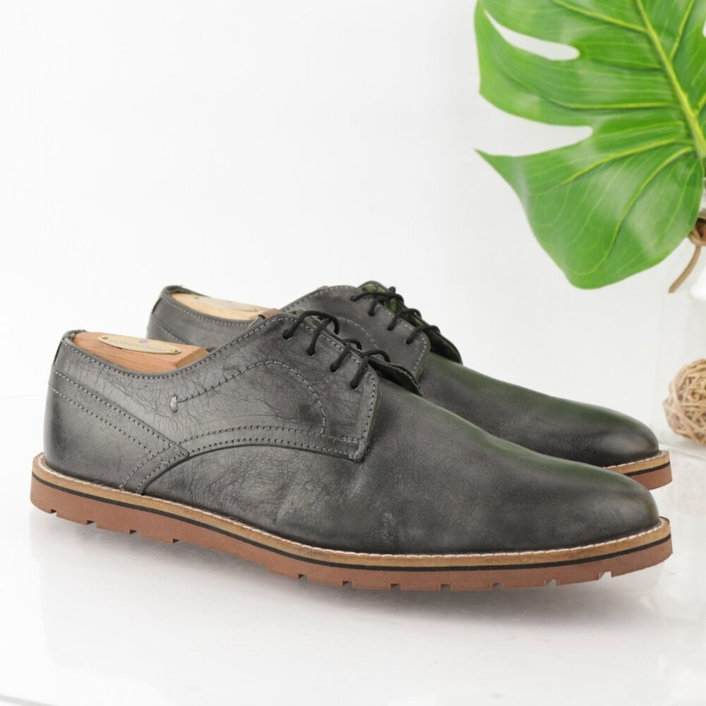 Ben Sherman Mens Mickey Oxfords Size 10 Gray Leather Plain Toe Lug Sole Shoes